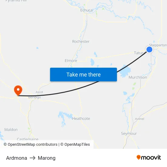 Ardmona to Marong map