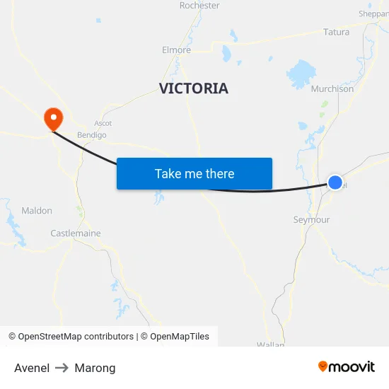 Avenel to Marong map
