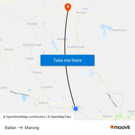 Ballan to Marong map