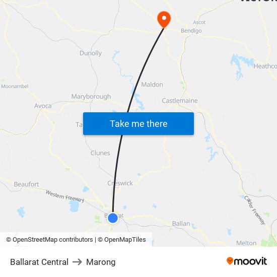 Ballarat Central to Marong map