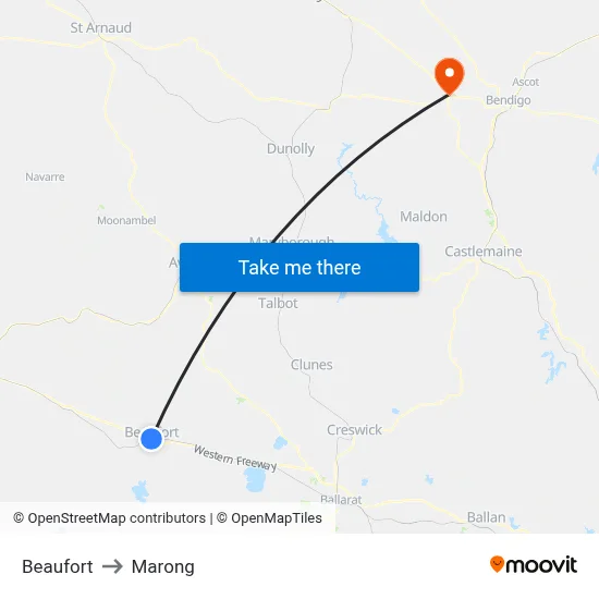Beaufort to Marong map