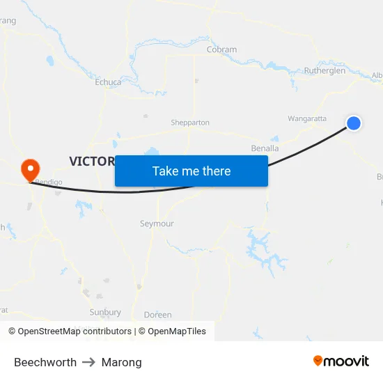 Beechworth to Marong map