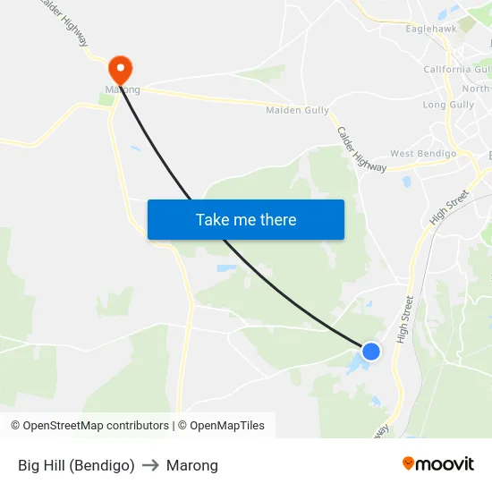 Big Hill (Bendigo) to Marong map