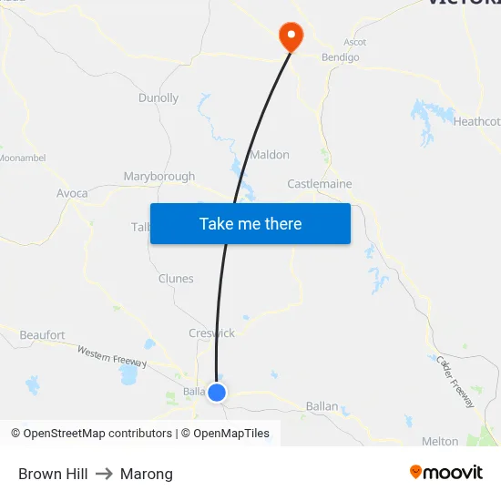 Brown Hill to Marong map