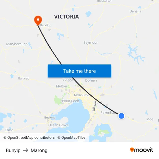 Bunyip to Marong map