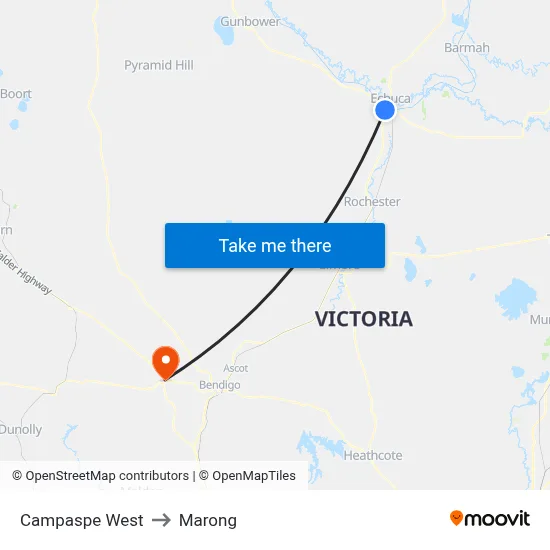 Campaspe West to Marong map