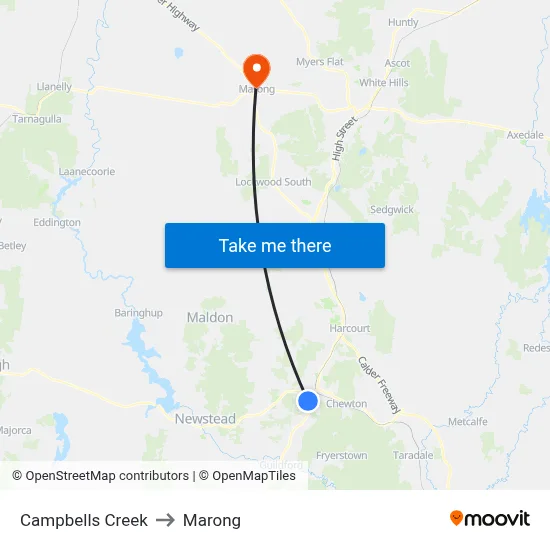 Campbells Creek to Marong map