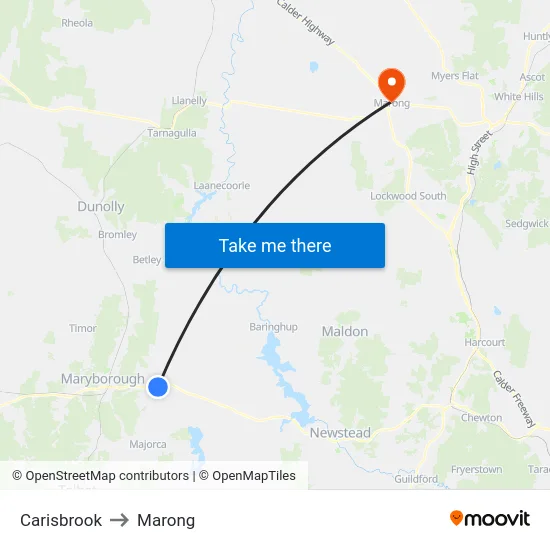Carisbrook to Marong map