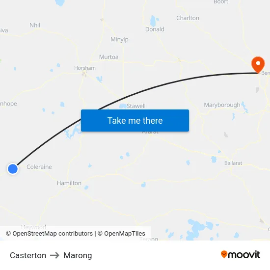 Casterton to Marong map