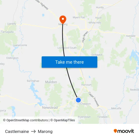 Castlemaine to Marong map
