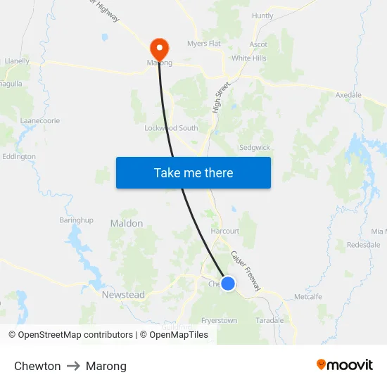 Chewton to Marong map
