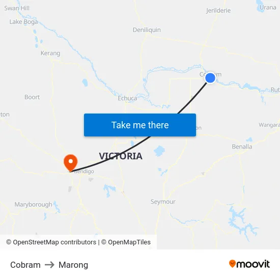 Cobram to Marong map