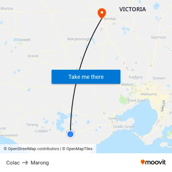 Colac to Marong map