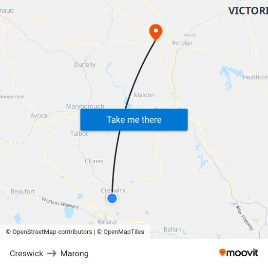 Creswick to Marong map