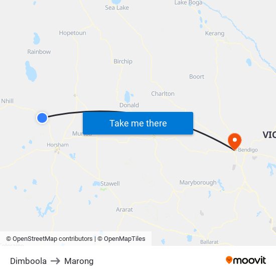 Dimboola to Marong map