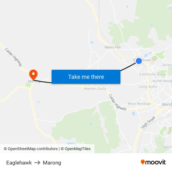 Eaglehawk to Marong map