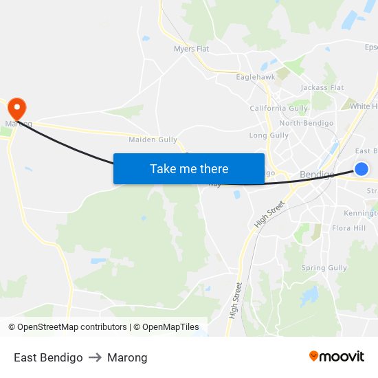 East Bendigo to Marong map