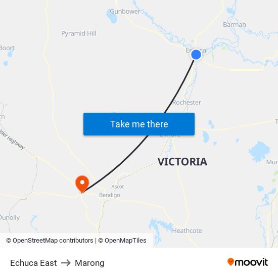 Echuca East to Marong map