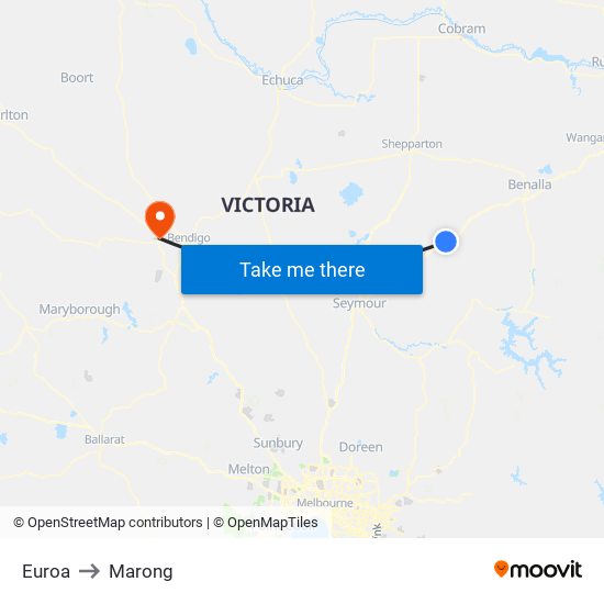 Euroa to Marong map