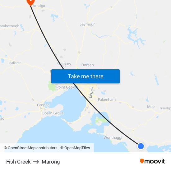 Fish Creek to Marong map