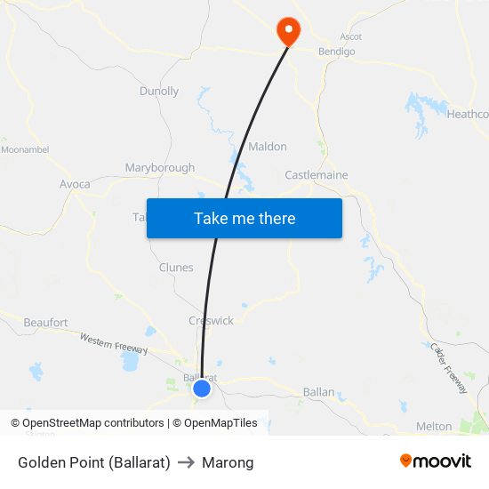 Golden Point (Ballarat) to Marong map