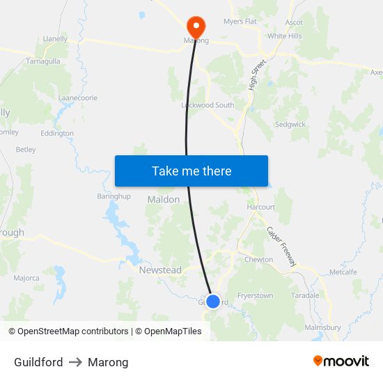 Guildford to Marong map