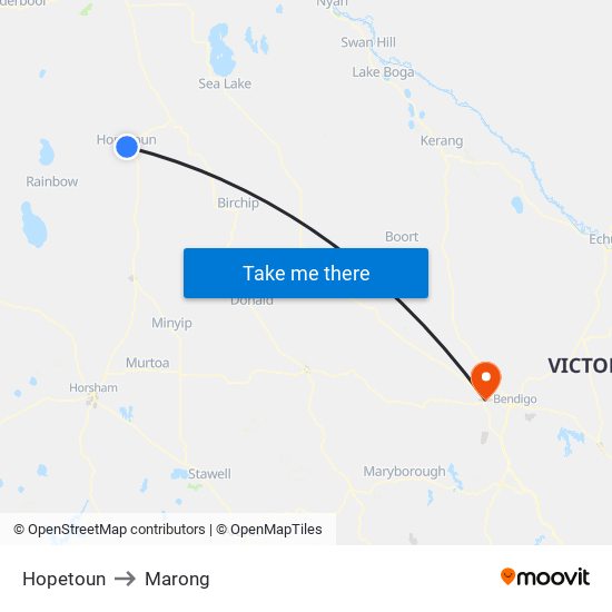 Hopetoun to Marong map