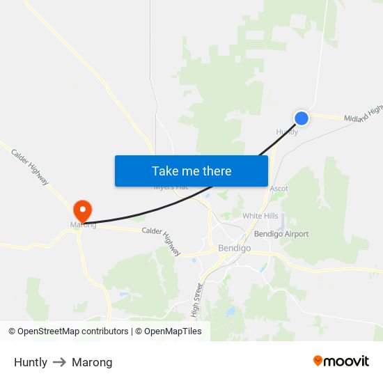 Huntly to Marong map