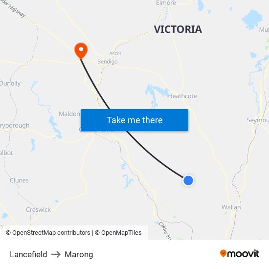 Lancefield to Marong map