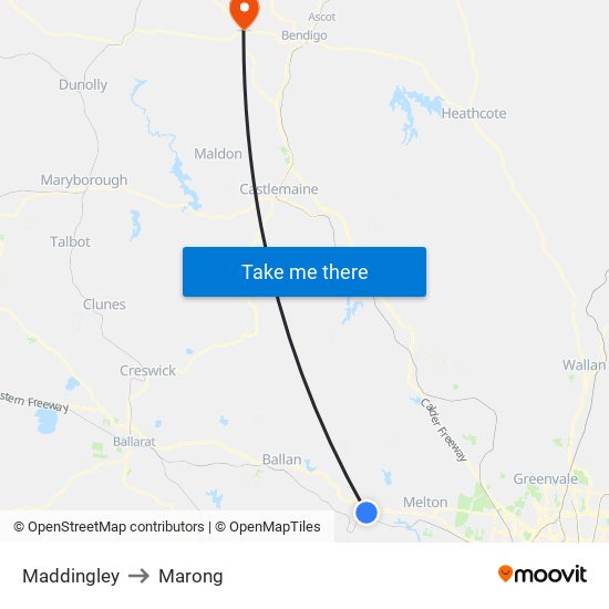 Maddingley to Marong map