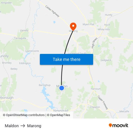 Maldon to Marong map