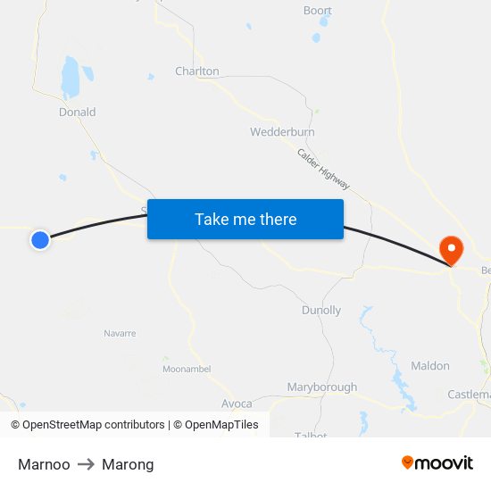 Marnoo to Marong map