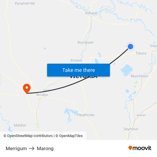 Merrigum to Marong map