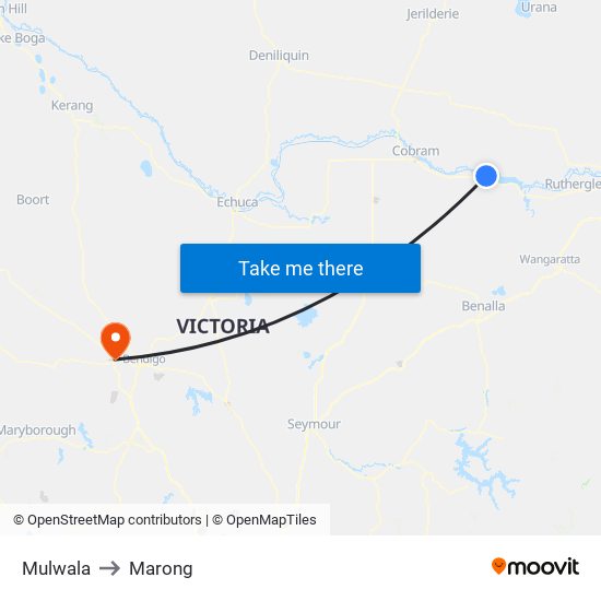 Mulwala to Marong map