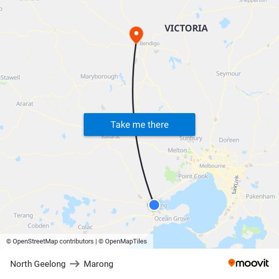 North Geelong to Marong map