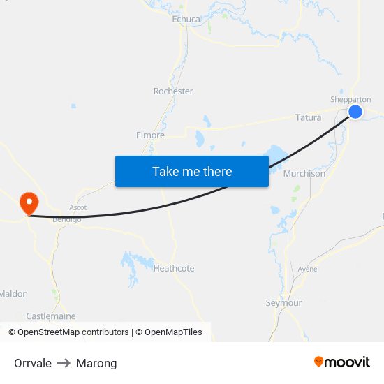 Orrvale to Marong map