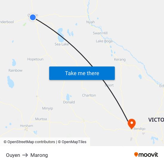 Ouyen to Marong map