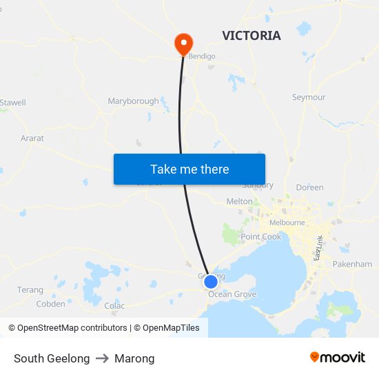 South Geelong to Marong map