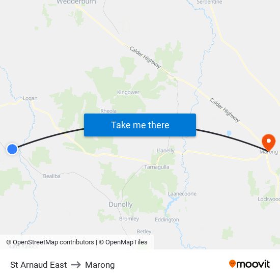 St Arnaud East to Marong map