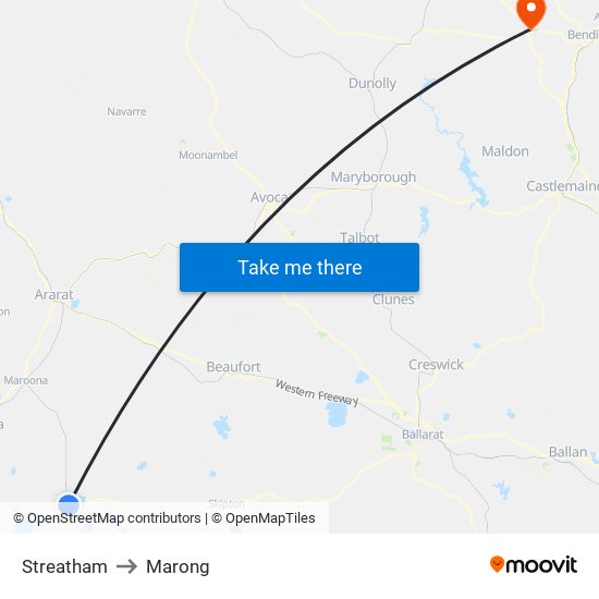 Streatham to Marong map