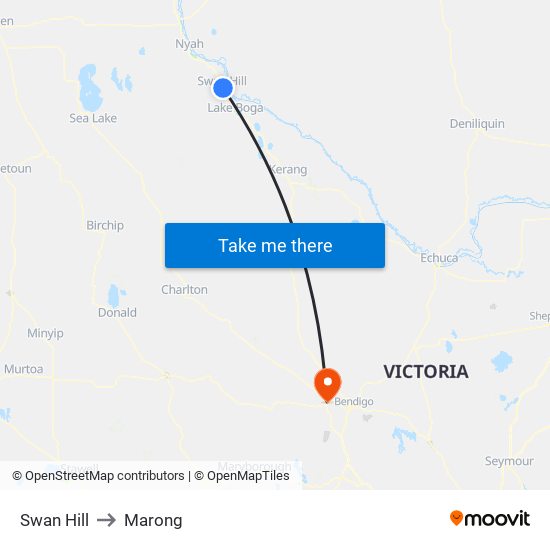 Swan Hill to Marong map