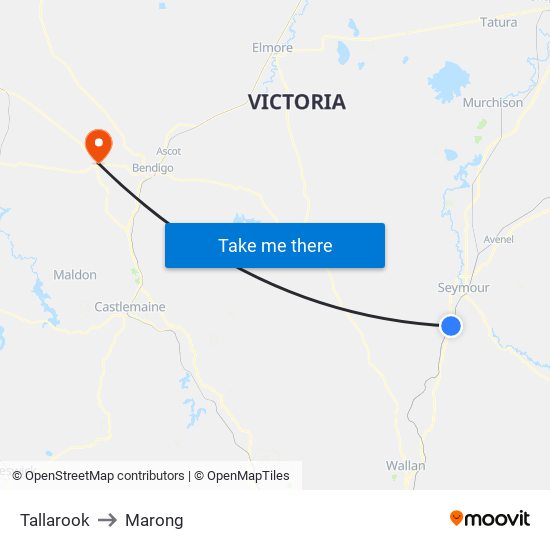 Tallarook to Marong map