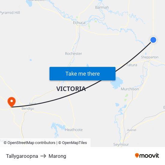 Tallygaroopna to Marong map