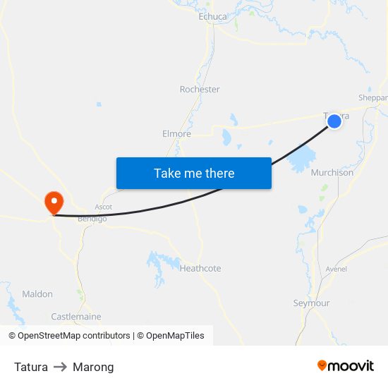 Tatura to Marong map