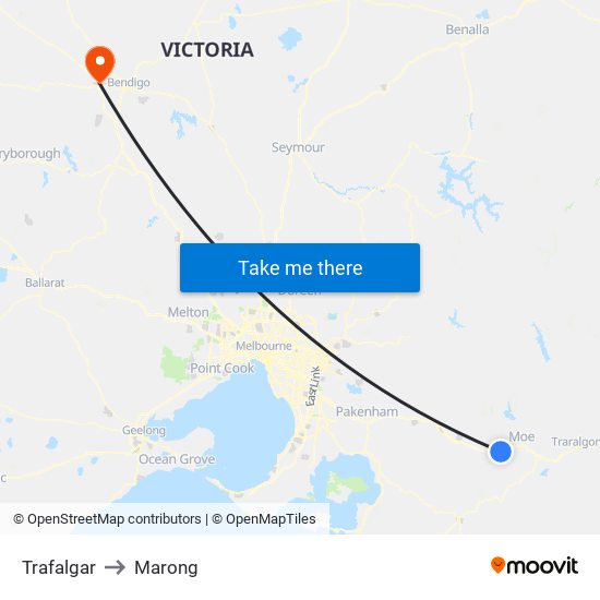 Trafalgar to Marong map