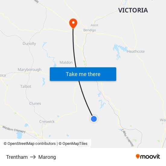 Trentham to Marong map