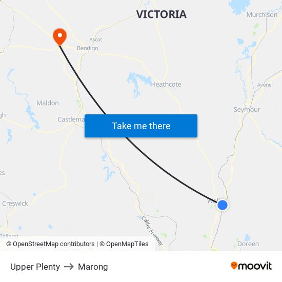 Upper Plenty to Marong map