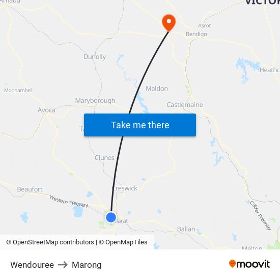 Wendouree to Marong map