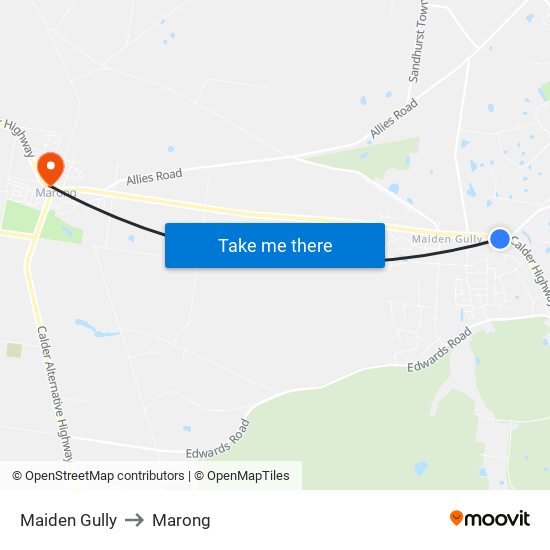 Maiden Gully to Marong map