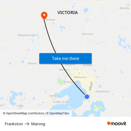 Frankston to Marong map